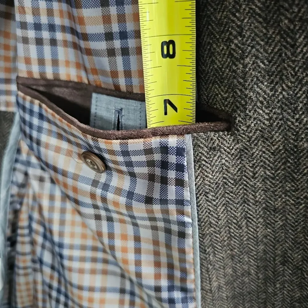 Black Brown 1826 Brown Herringbone Wool Blend Men's Blazer Size XL